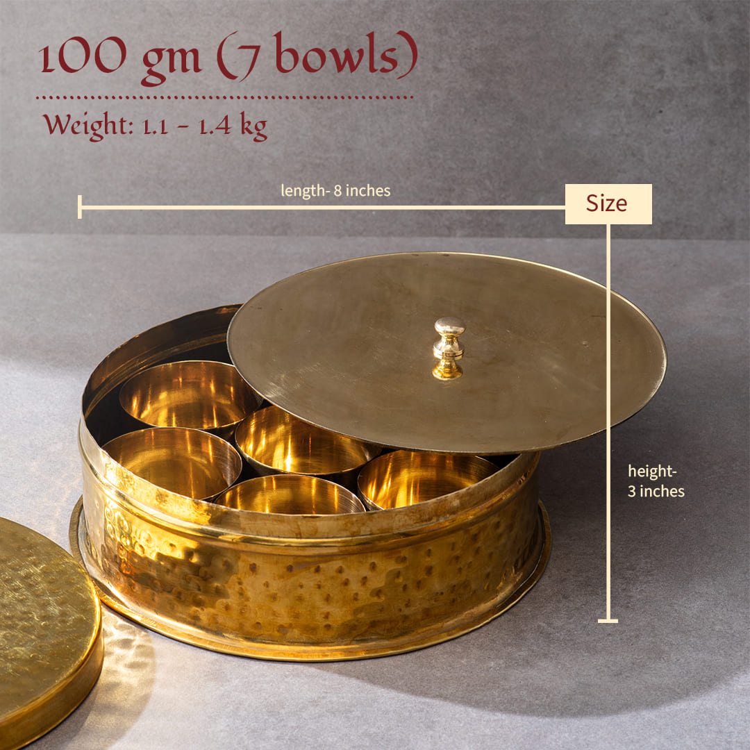 Brass Masala Daani / Spice Box - Sama Homes