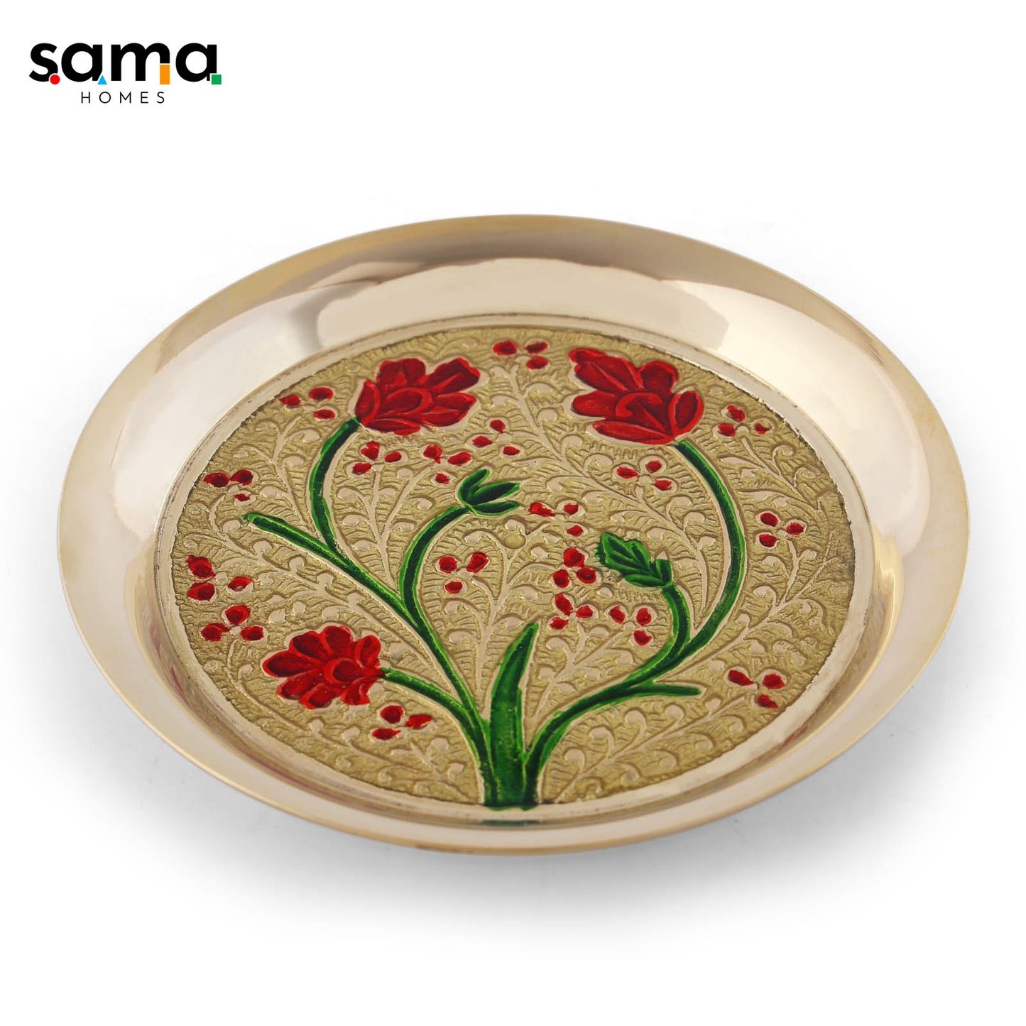 Meenakari Bhog Pooja Plate - Sama Homes