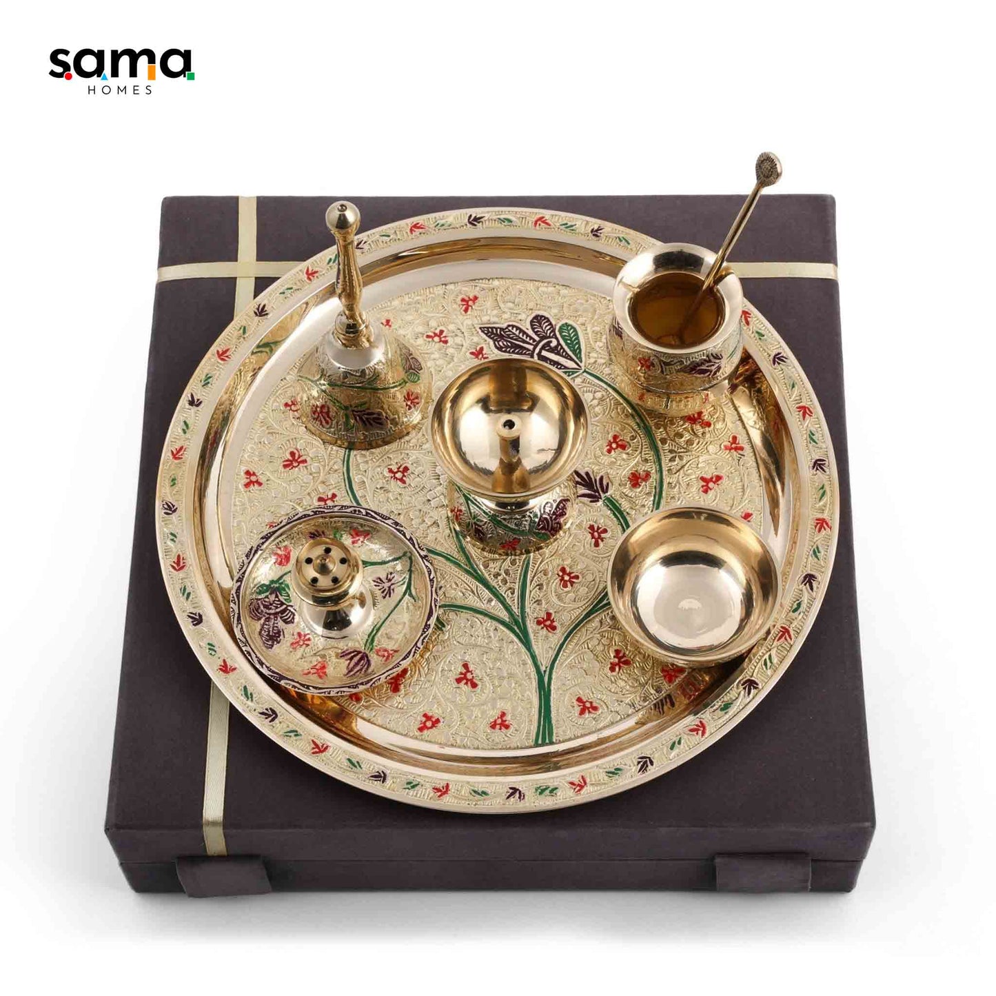 Meenakari Pooja (Set of 7) 10inch - Sama Homes