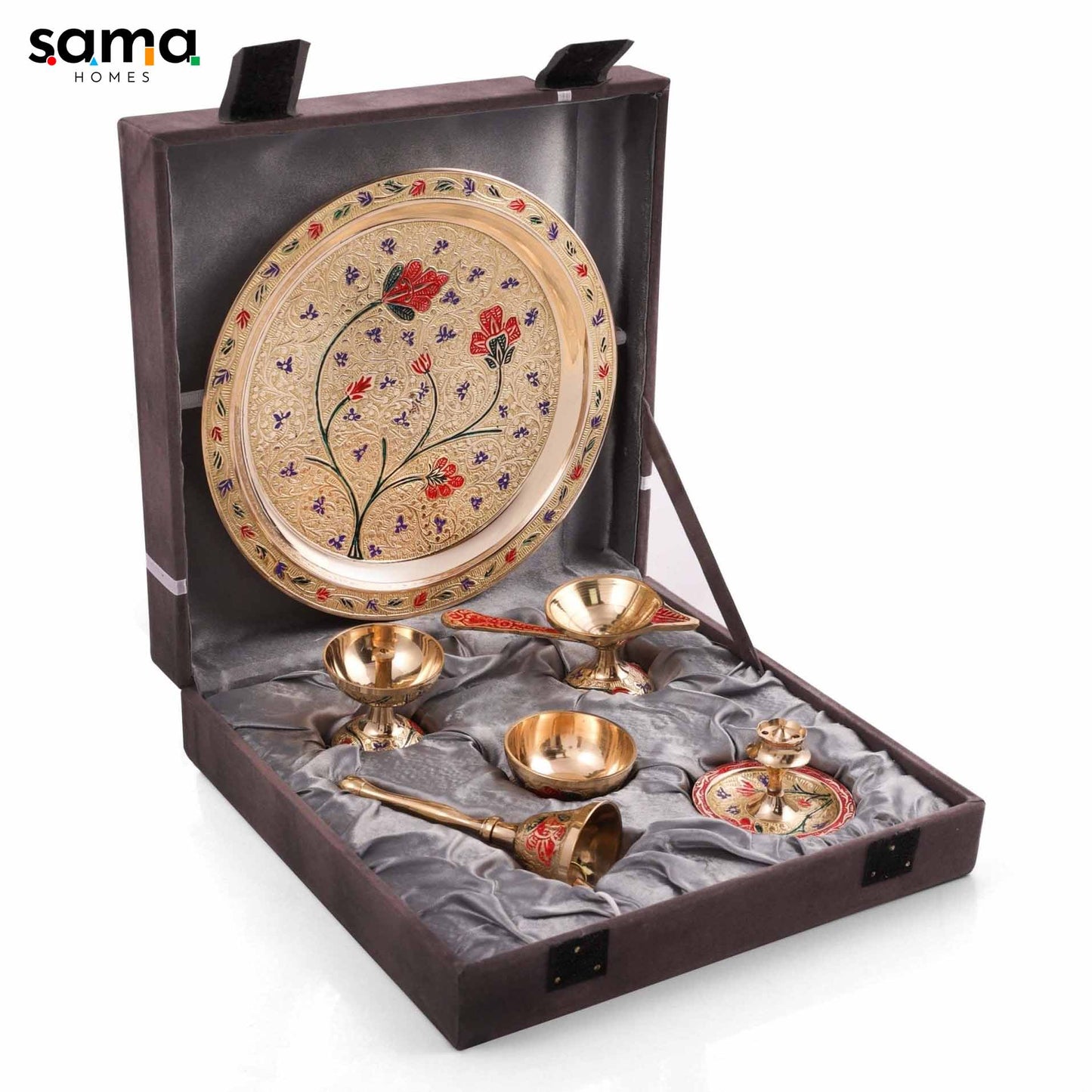 Meenakari Pooja (Set of 7) 8 inch - Sama Homes