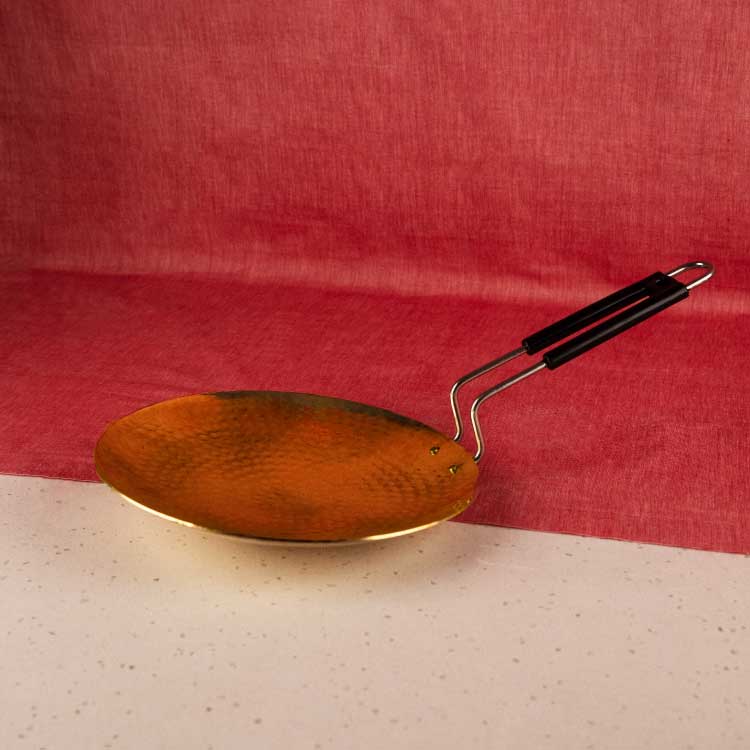 Premium Half Hammered Brass Roti Tawa 10" for Authentic Indian Cooking - Sustainable & Durable Cookware - Sama Homes