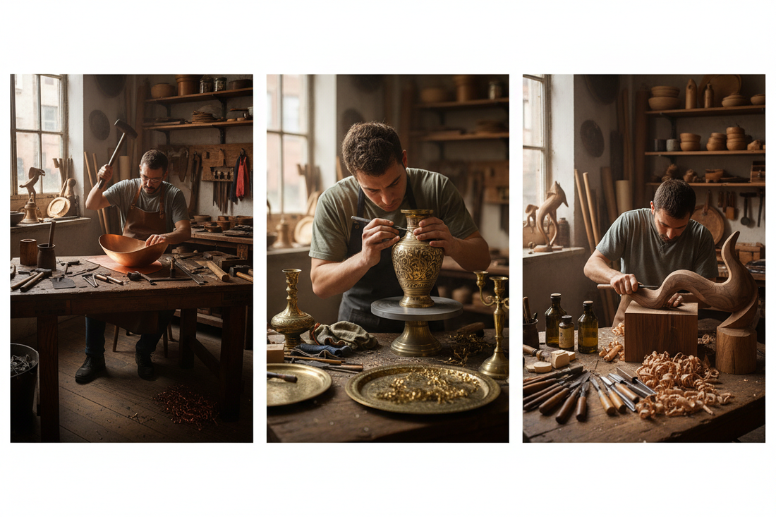 How Artisans Create Copper, Brass, and Wooden Products: Step-by-Step Process.
