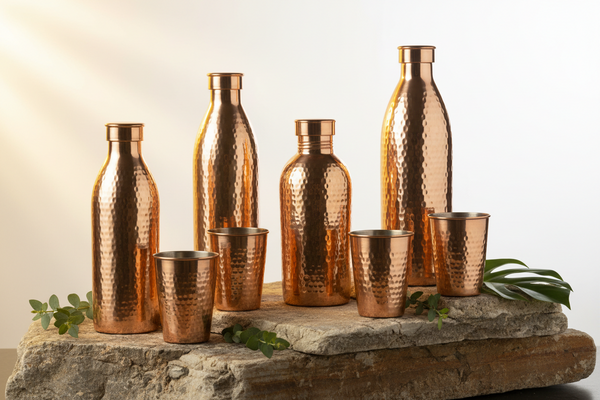 Copper Water Bottle and Tumblers Combo