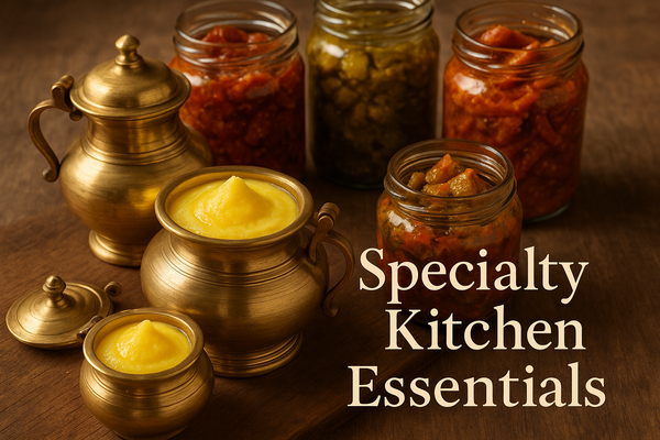 Traditional and Specialty Kitchen Essentials – Ghee Pots, Oil Pourers, Sugar & Salt Boxes, Pickle Jars | Sama Homes