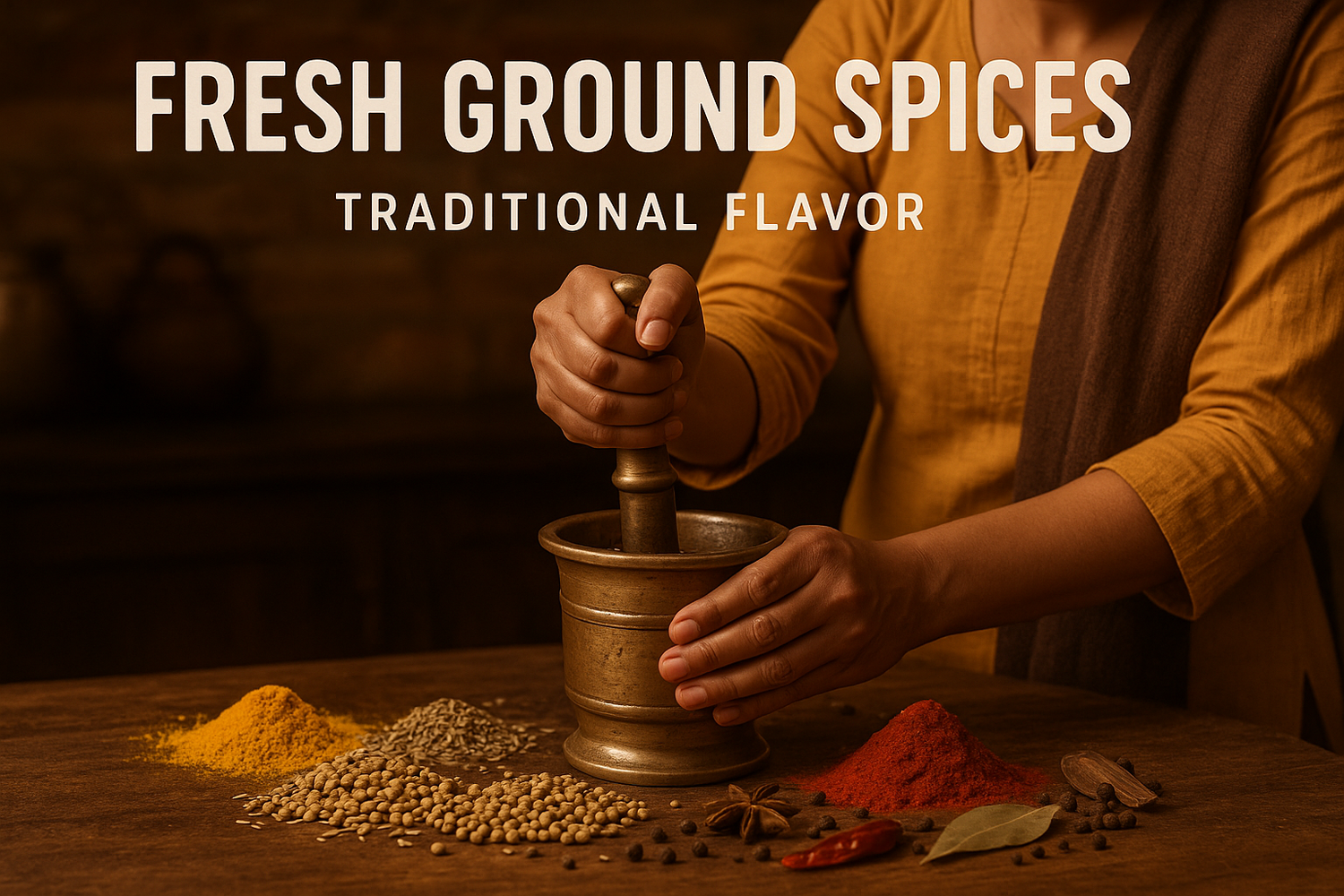 Traditional Imam Dasta and Mortar – Brass, Stone, and Wooden Handcrafted Spice Grinders | Sama Homes