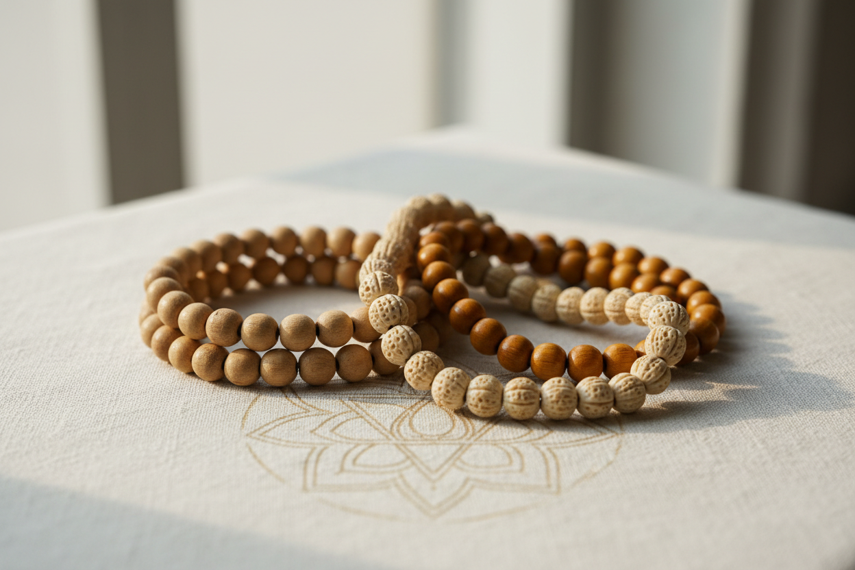 Sacred Japa Malas | Tulsi, Sandalwood & Lotus Beads | SAMA Homes
