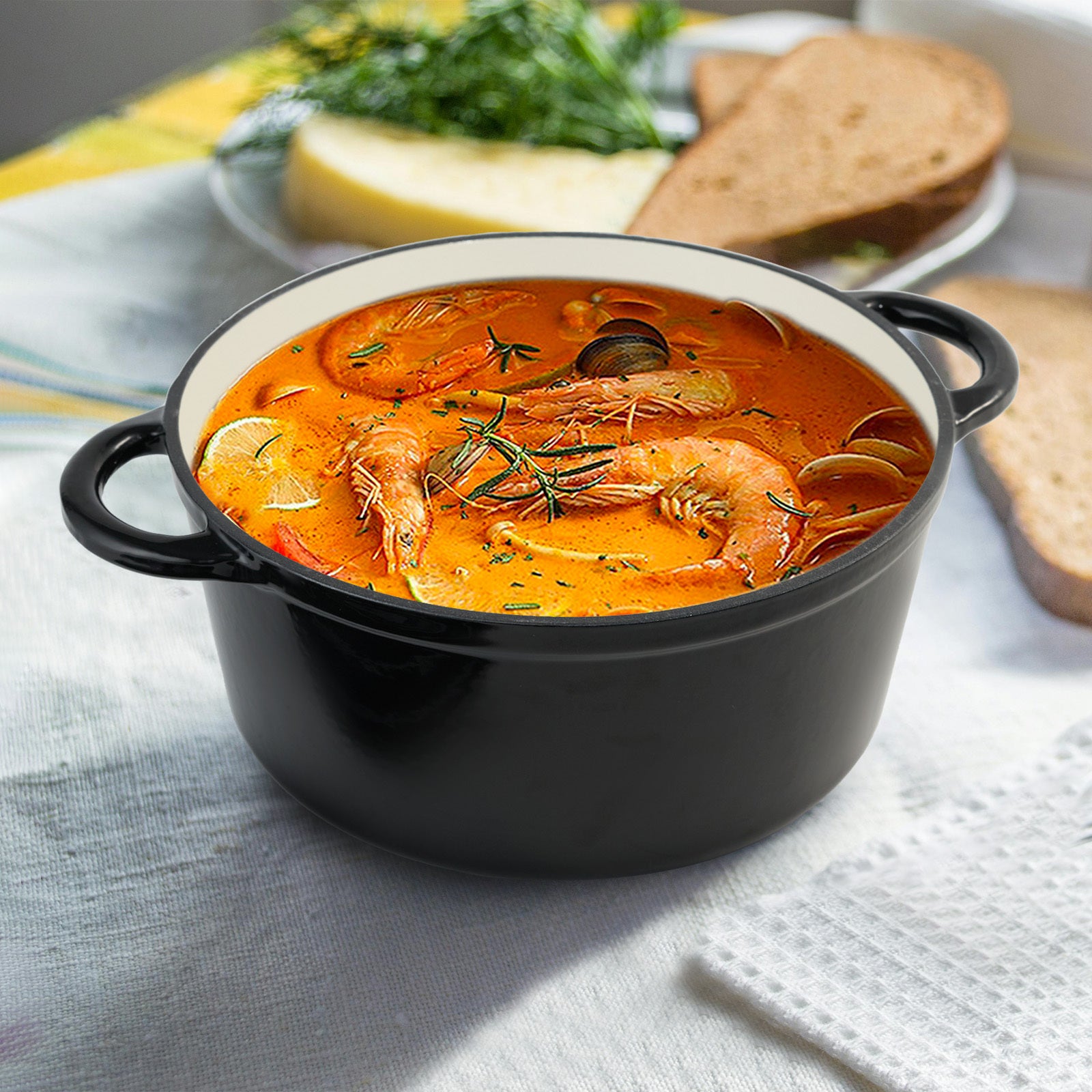 Enameled Cast Iron Dutch Oven – Large Capacity, Non-Stick, Oven Safe up to 500°F – Multi-Functional Cookware - Eco-friendly - Sama Homes