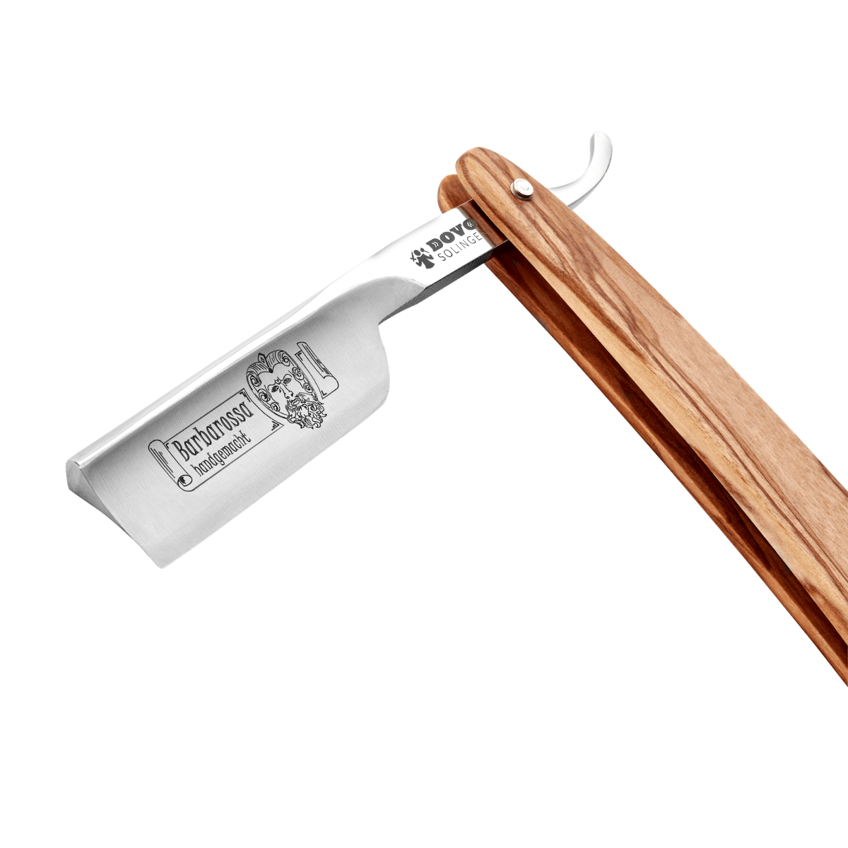 Dovo Short Blade Straight Razor, "Barbarossa" 5/8", Carbon Steel, Full Hollow Grind, Olive Wood Handle