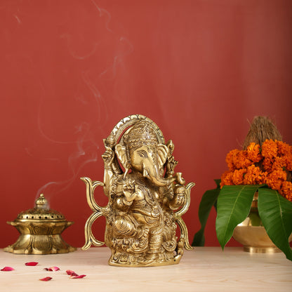 Sama Homes-11 5 inch brass ganesha idol exquisite hindu deity statue