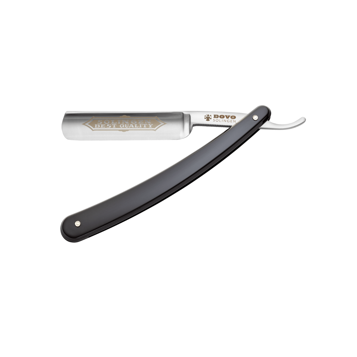Dovo Straight Razor, "Solingen Best Quality" 5/8" Carbon Steel, Full Hollow Grind, Acrylic Black Handle - Image 3