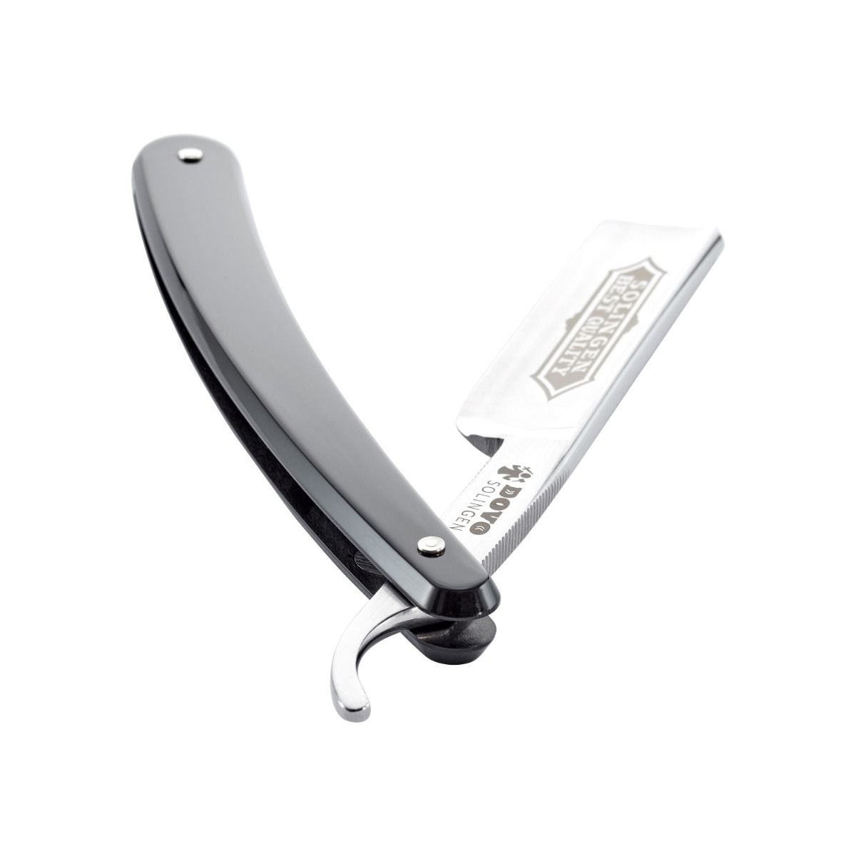 Dovo Straight Razor, "Solingen Best Quality" 5/8" Carbon Steel, Full Hollow Grind, Acrylic Black Handle - Image 4