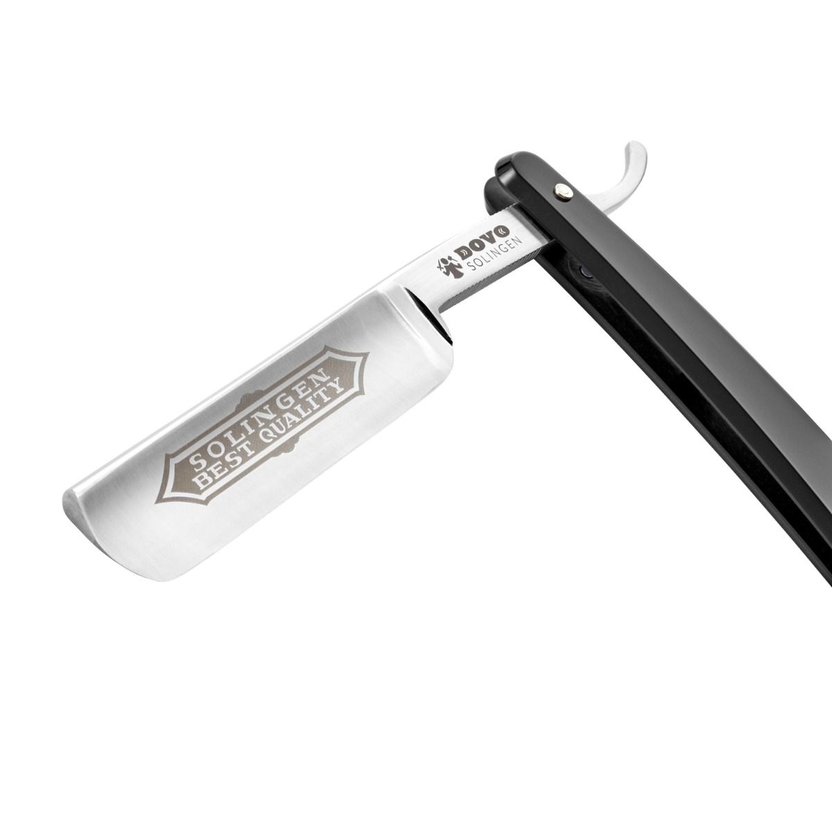 Dovo Straight Razor, "Solingen Best Quality" 5/8" Carbon Steel, Full Hollow Grind, Acrylic Black Handle - Image 2