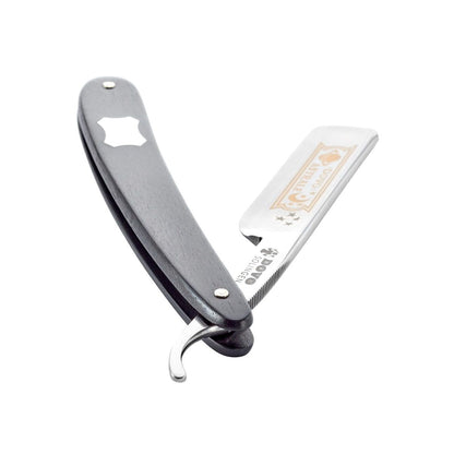 Dovo Straight Razor, "Astrale" 5/8", Carbon Steel, Half Hollow Grind, Black Ebony Wood Handle with Engraving Plate by Dovo - Straight Razor (View 3)