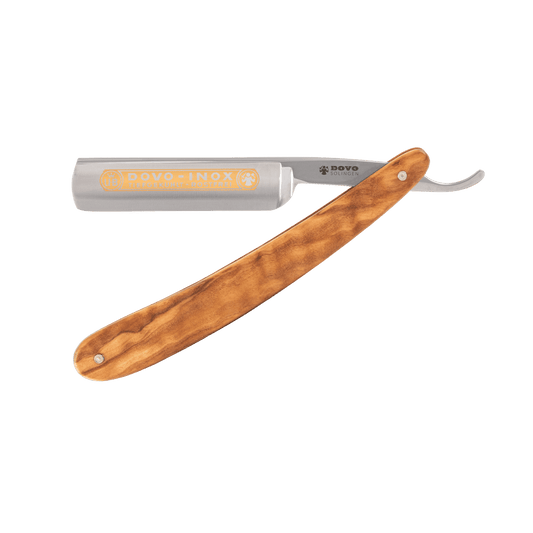 Dovo Straight Razor, "Inox" 5/8", Stainless Steel, Full Hollow Grind, Olive Wood Handle