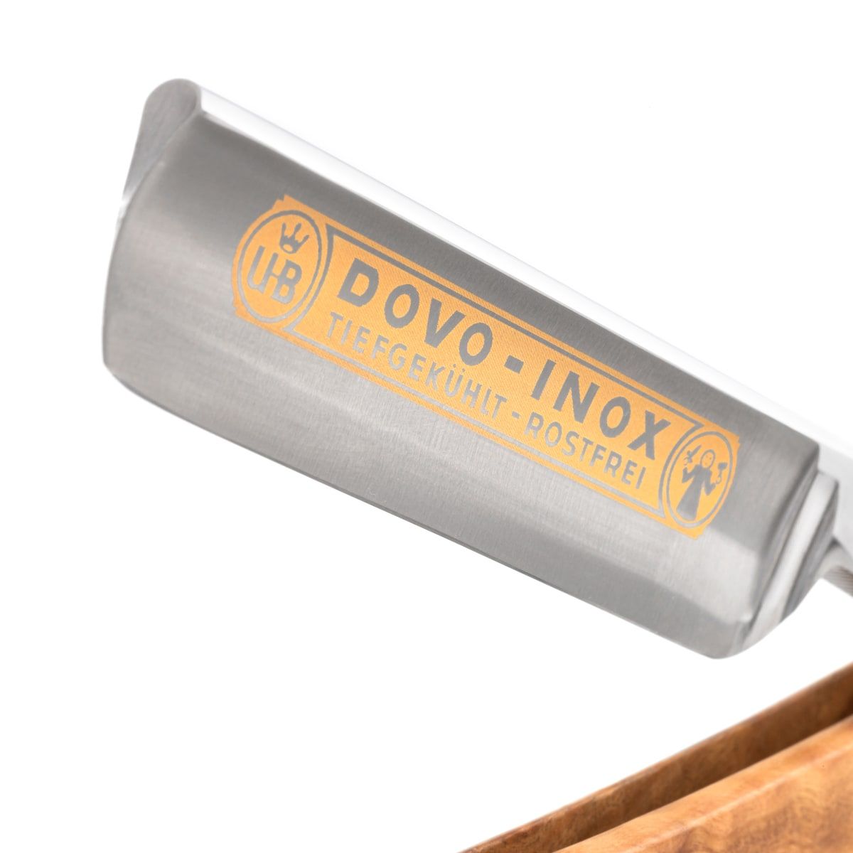 Dovo Straight Razor, "Inox" 5/8", Stainless Steel, Full Hollow Grind, Olive Wood Handle - Image 2