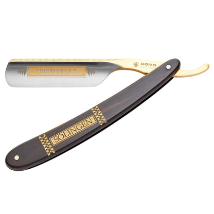 Dovo Straight Razor, "Bismarck" 6/8", Carbon Steel, Full Hollow Grind, Ebony Black Handle with Gold Color by Dovo - Straight Razor