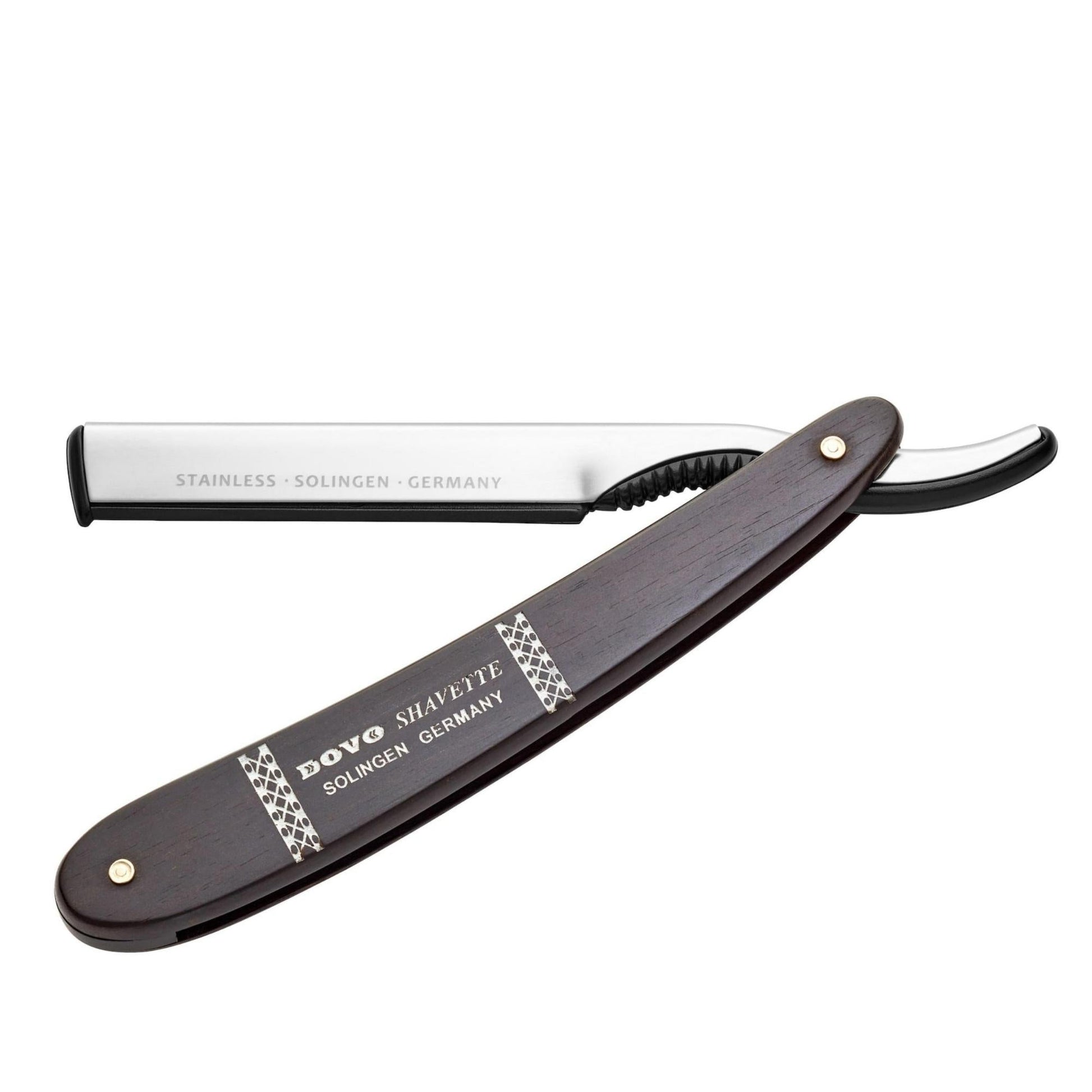 Dovo Shavette, Stainless Steel with Ebony Wood Handle & Lazer Silver Inlay - Eco-friendly - Sama Homes