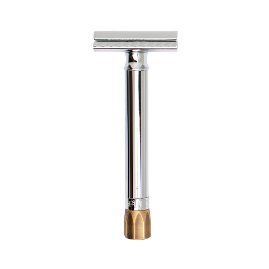 MERKUR 510 Progress, Adjustable Safety Razor With Antique Brass Metal Knob