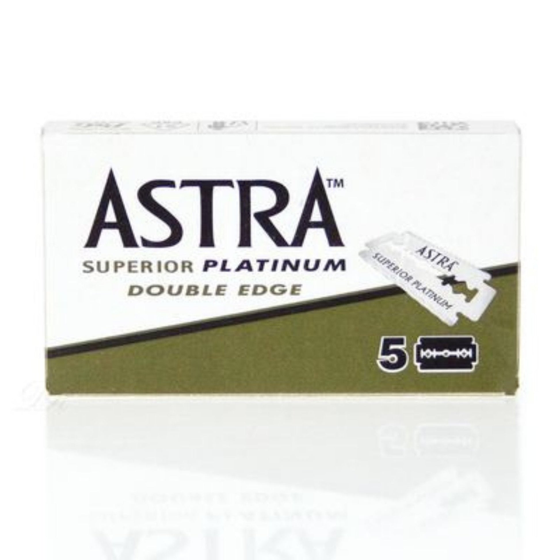 Astra Superior Platinum Double Edge Blades (Green) - 5 blades (1 pack each with 5 blades) by Astra - Razor Blades