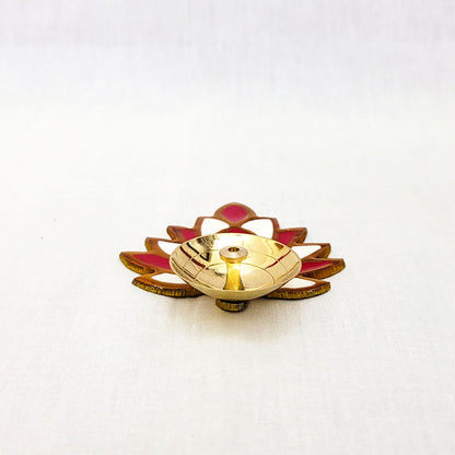 Brass Red Colour Diya