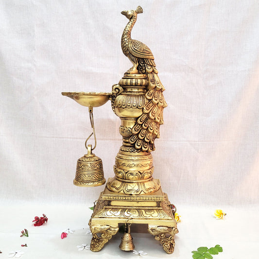 Brass Peacock Diya