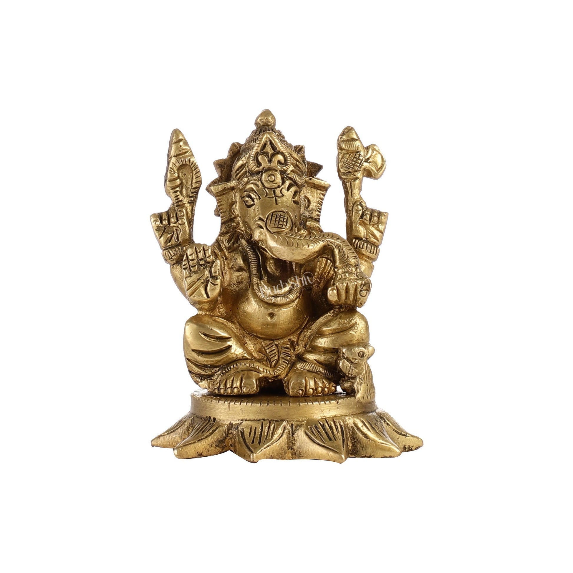 Sama Homes-3 inch brass small lord ganesha idol
