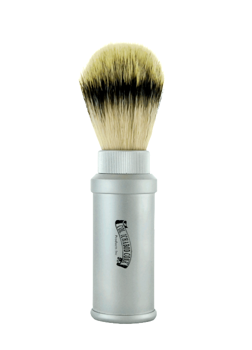 Col. Conk Synthetic Shaving Brush with Travel Case, H:140, K:21, Matte Aluminum Handle - Eco-friendly - Sama Homes