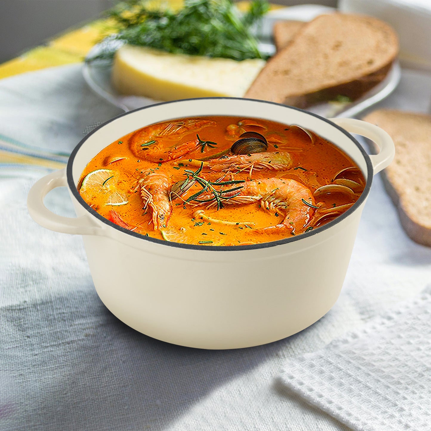 Enameled Cast Iron Dutch Oven – Large Capacity, Non-Stick, Oven Safe up to 500°F – Multi-Functional Cookware