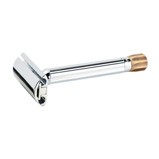 MERKUR 510 Progress, Adjustable Safety Razor With Antique Brass Metal Knob