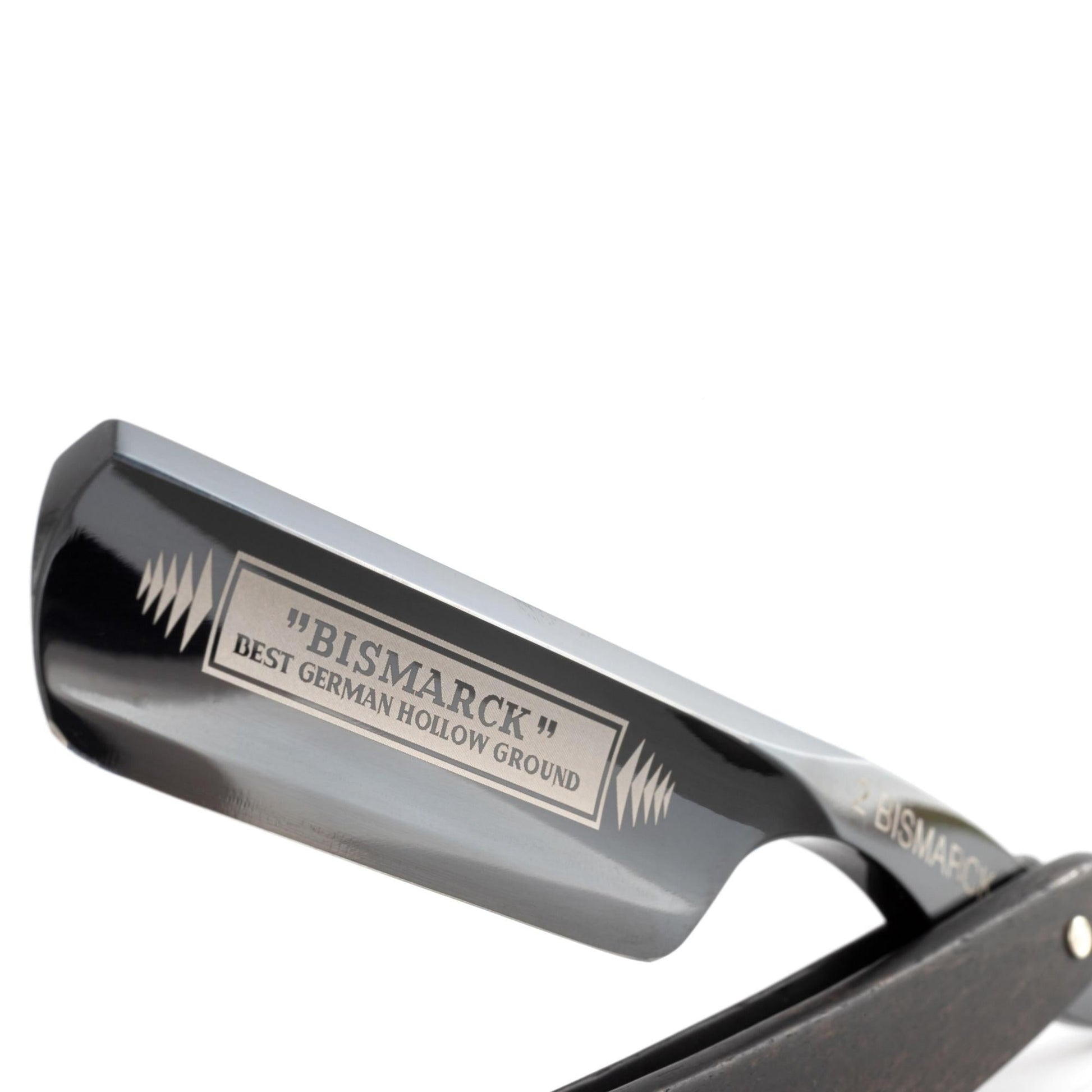 Dovo Straight Razor, "Bismarck" 6/8", Carbon Steel, Full Hollow Grind, Black Pakkawood Handle - Image 2