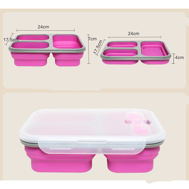 Outdoor Tableware Silicone Folding Lunch Box Portable Sealed Lunch – Image 2
