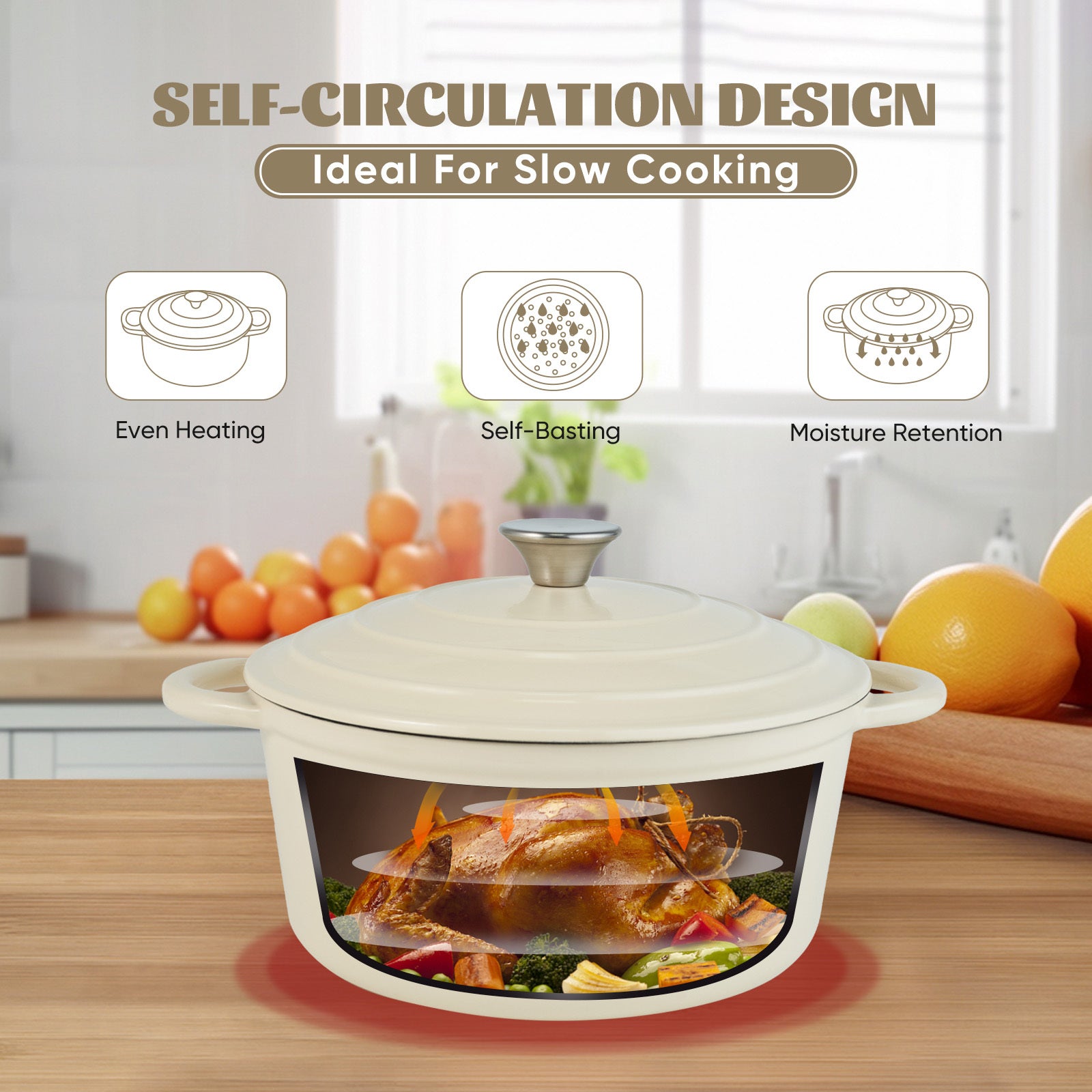 Enameled Cast Iron Dutch Oven – Large Capacity, Non-Stick, Oven Safe up to 500°F – Multi-Functional Cookware - Image 8