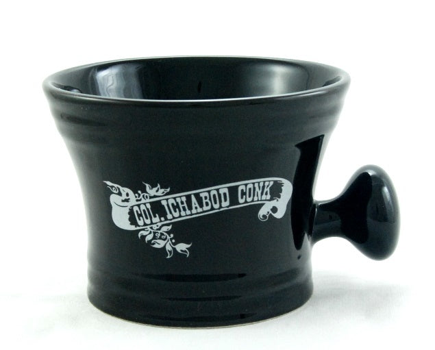 Black Ceramic Apothecary Shave Mug - White Col. Conk Logo - Eco-friendly - Sama Homes