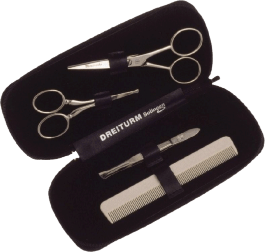 Dreiturm Leather Case with Scissor, Nasal Scissor, Tweezers, and Beard Comb - Eco-friendly - Sama Homes