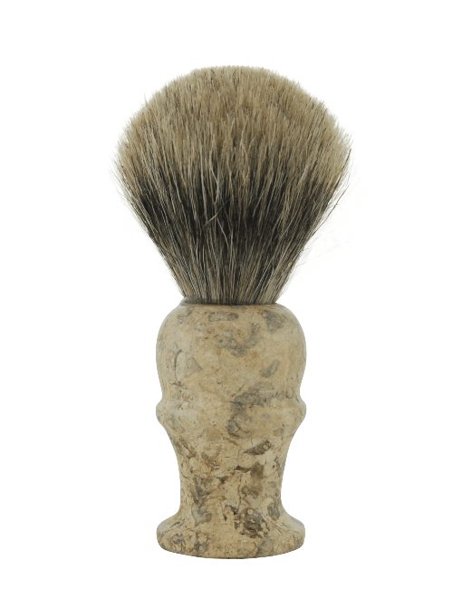 PURE BADGER SHAVE BRUSH, MARBLE FOSSIL HANDLE #160F - Eco-friendly - Sama Homes