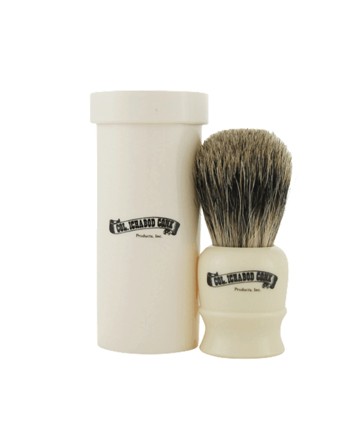 Col. Conk Badger Travel Shave Brush, H:83mm K:17mm, Cream Handle with Screw Top Container - Eco-friendly - Sama Homes