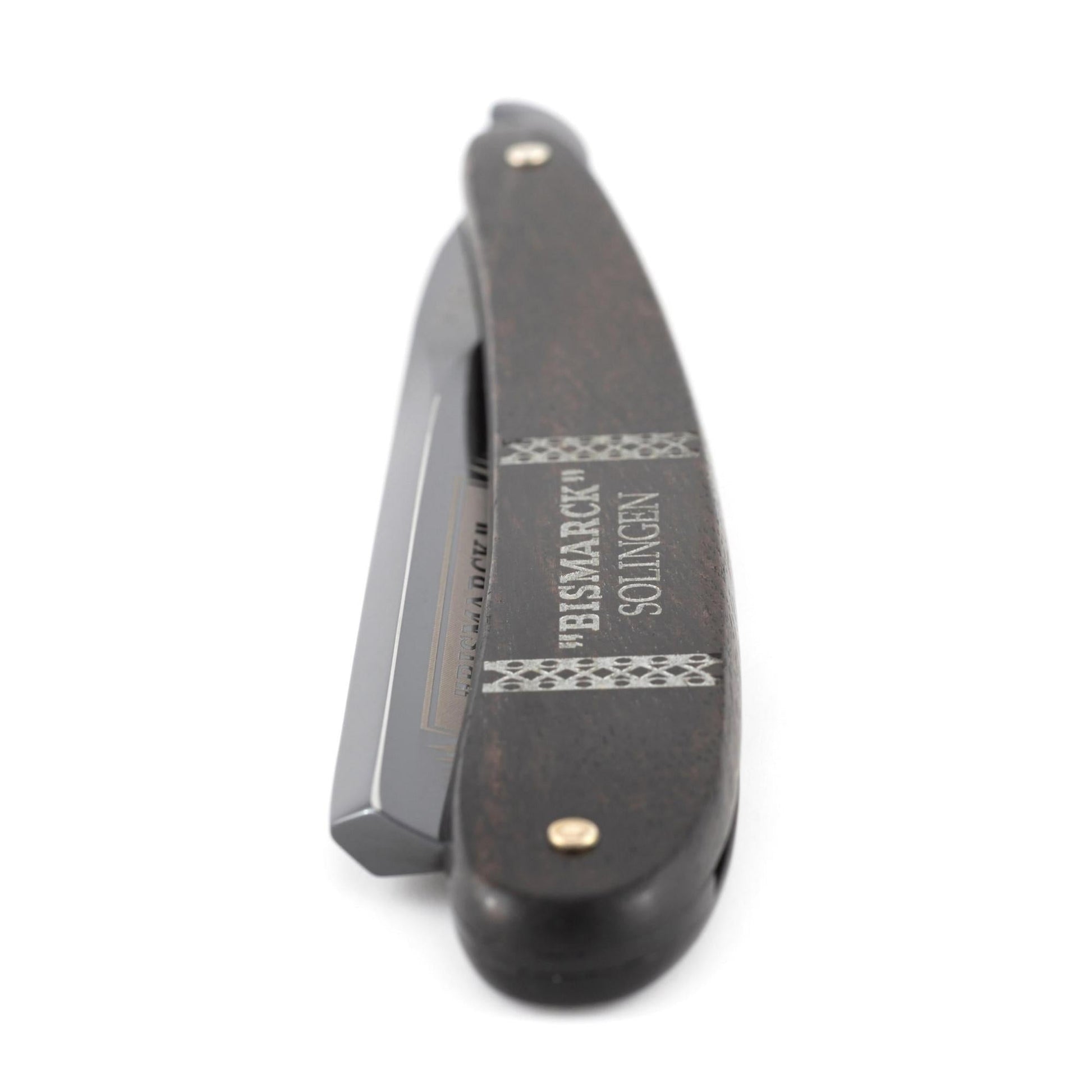 Dovo Straight Razor, "Bismarck" 6/8", Carbon Steel, Full Hollow Grind, Black Pakkawood Handle - Image 4
