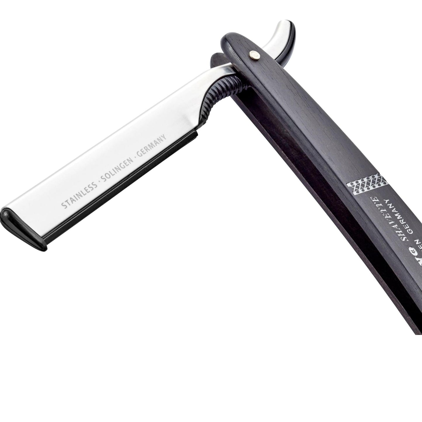 Dovo Shavette, Stainless Steel with Ebony Wood Handle & Lazer Silver Inlay