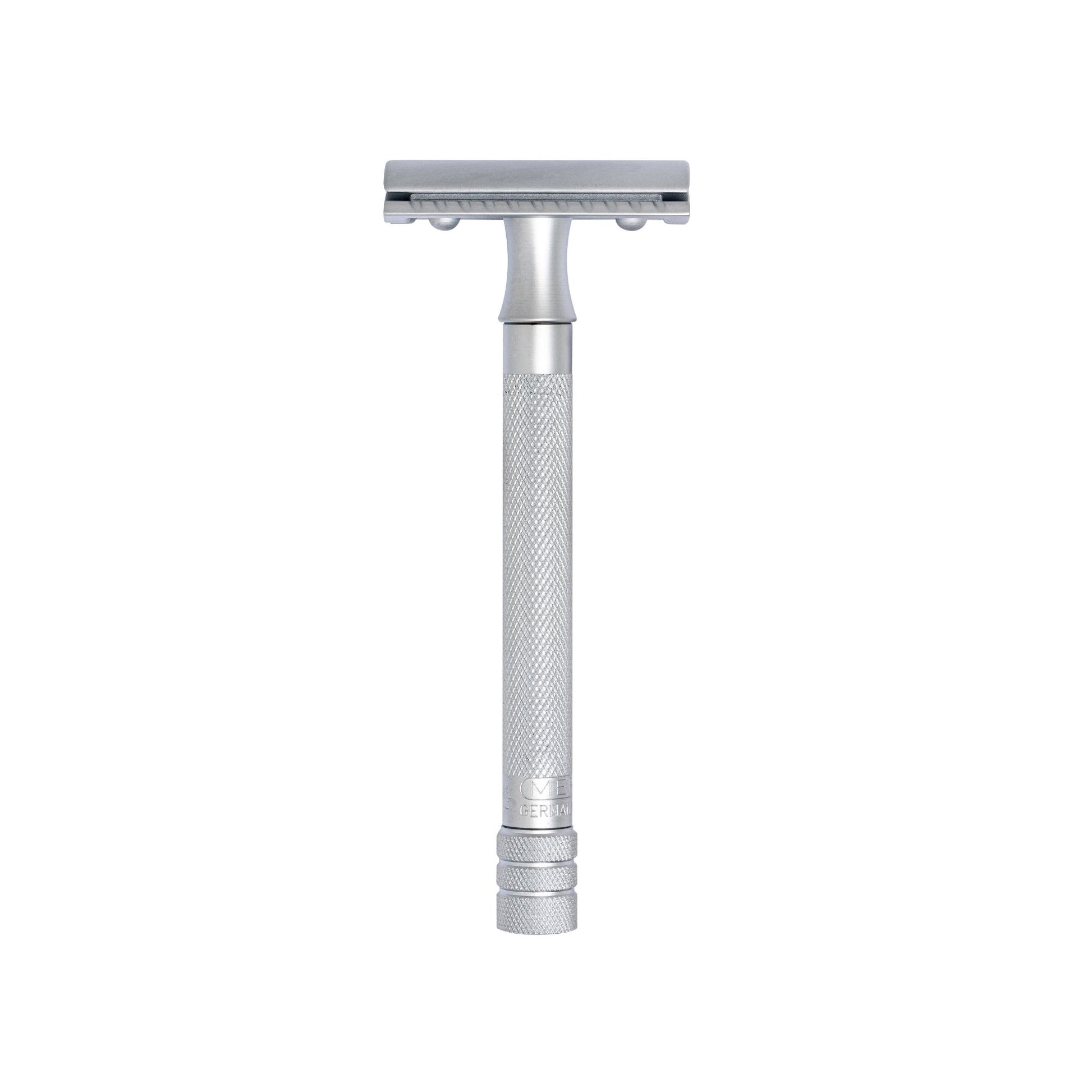 Merkur 3-Piece DE Safety Razor, Closed Comb, Knurled Extra Long Handle, Matte Chrome - Image 5