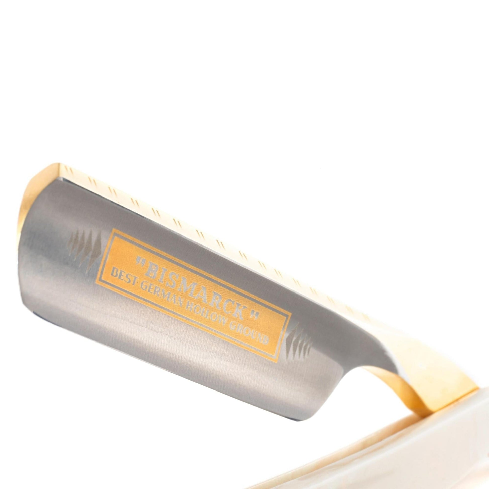 Dovo Straight Razor, "Bismarck" 6/8", Carbon Steel, Full Hollow Grind, Acrylic Pearl Handle - Image 2