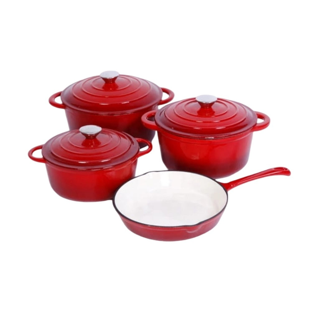 Inner White Enameled Cast-iron Cookware Household Enamel Soup Deep Stew Casserole Four-piece Set