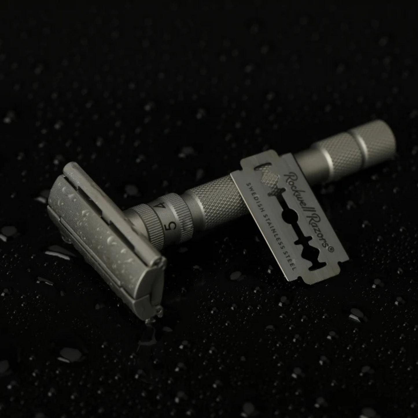 Rockwell T2 Adjustable Twist-To-Open Stainless Steel DE Safety Razor - Matte Silver