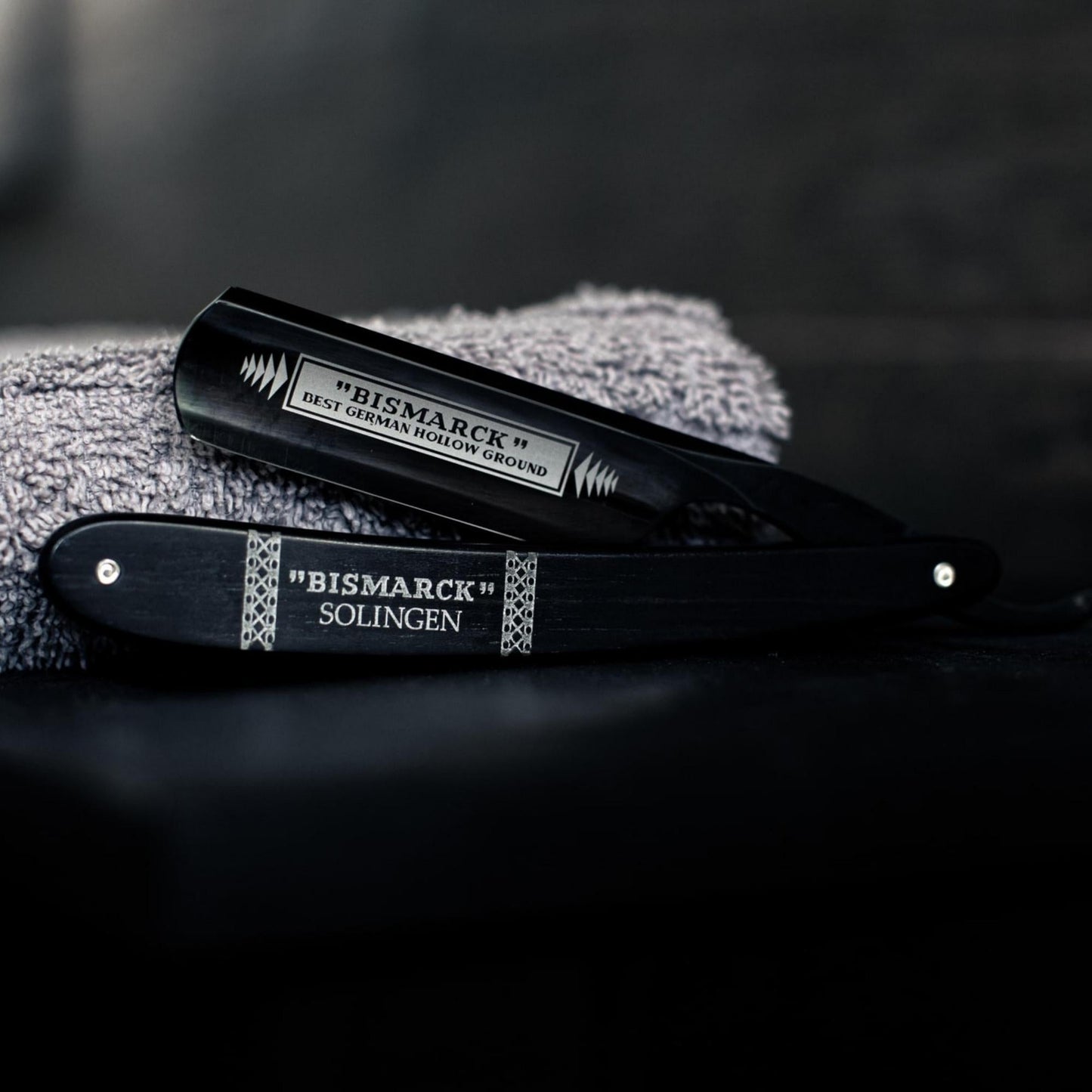 Dovo Straight Razor, "Bismarck" 6/8", Carbon Steel, Full Hollow Grind, Black Pakkawood Handle