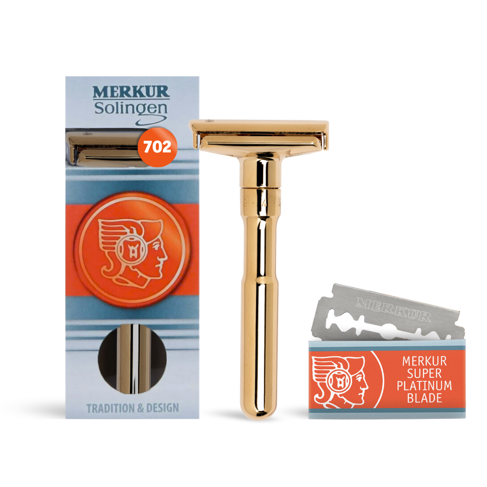 Merkur Futur Adjustable Double Edge Safety Razor Safety Razor With Snap Closure, Gold by Merkur - Double Edge Safety Razors