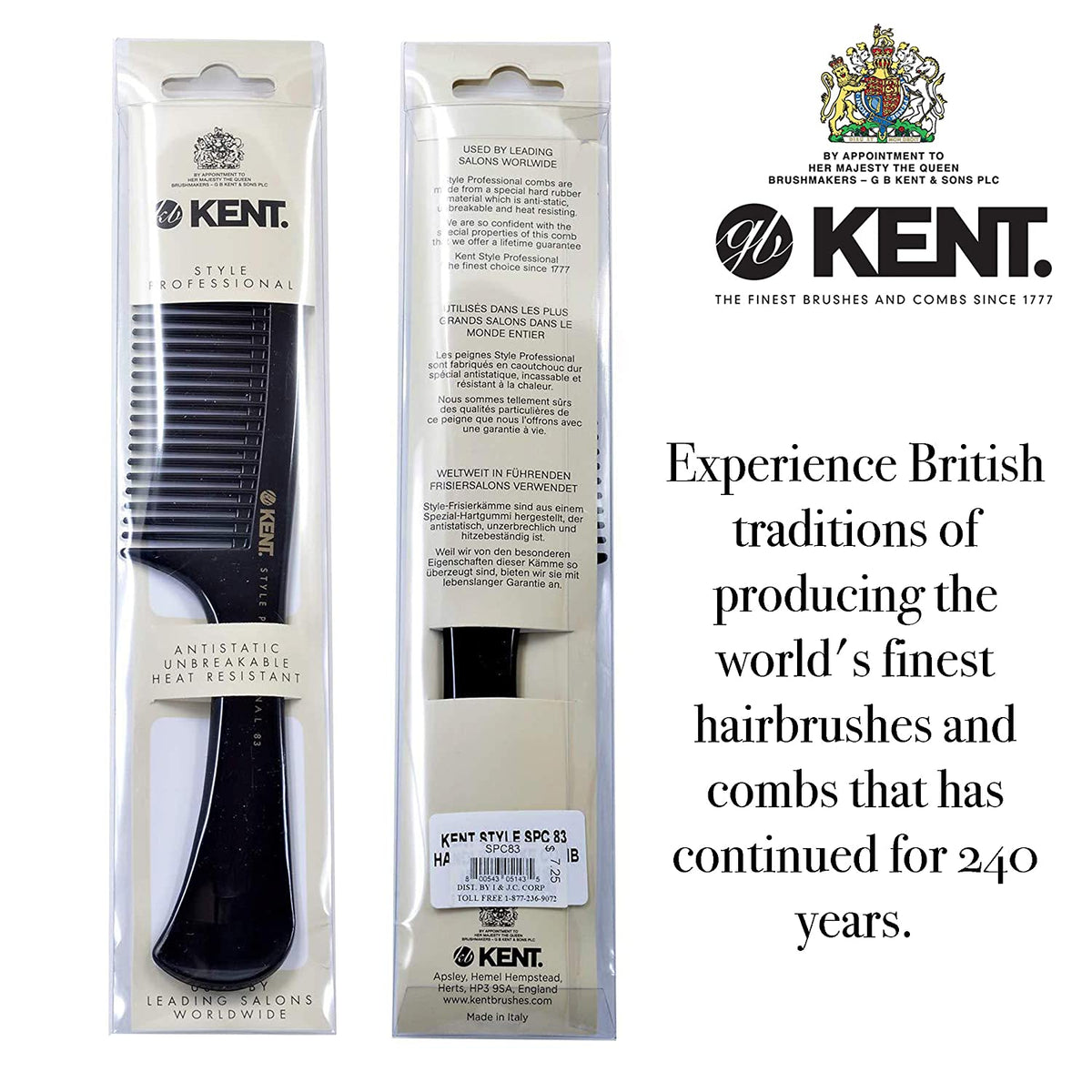 Kent 220MM HANDLED RAKE COMB by Kent - Hair Combs (View 4)