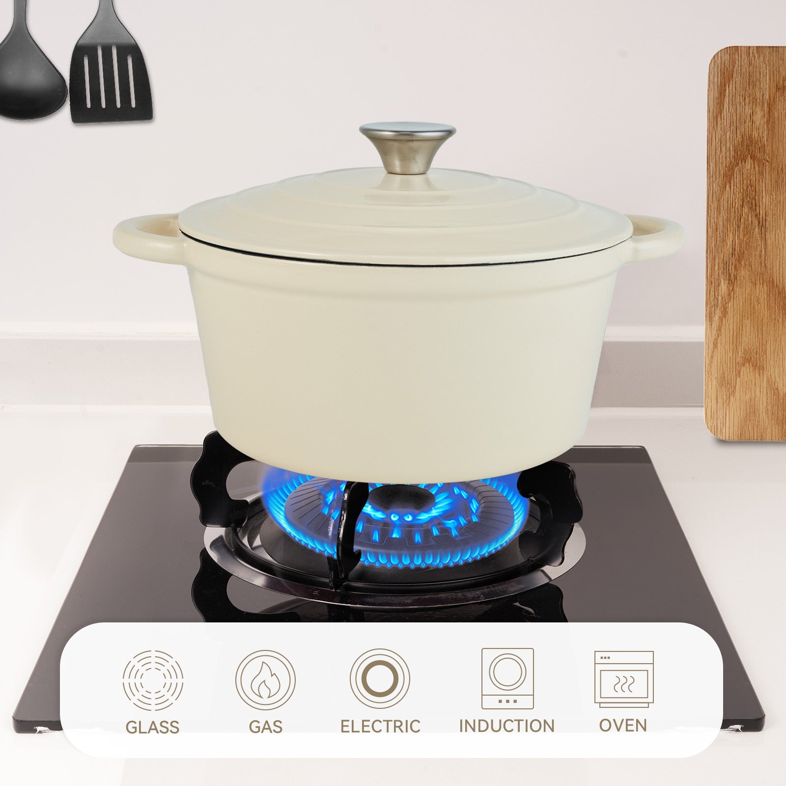 Enameled Cast Iron Dutch Oven – Large Capacity, Non-Stick, Oven Safe up to 500°F – Multi-Functional Cookware - Image 3