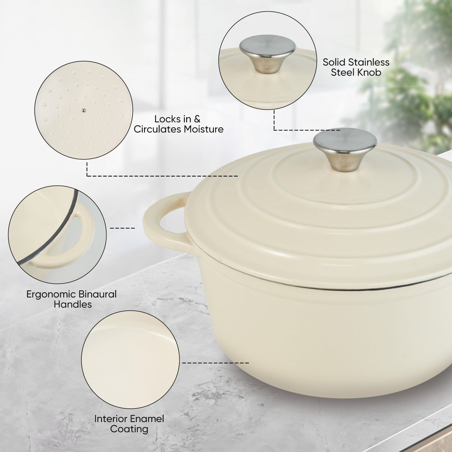 Enameled Cast Iron Dutch Oven – Large Capacity, Non-Stick, Oven Safe up to 500°F – Multi-Functional Cookware