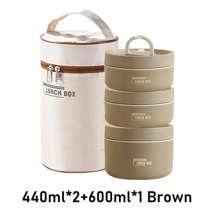 Portable Insulated Food Lunch Container Set with Thermal Lunch Box 3 Separate Stackable Lunch Container for Adult Kids