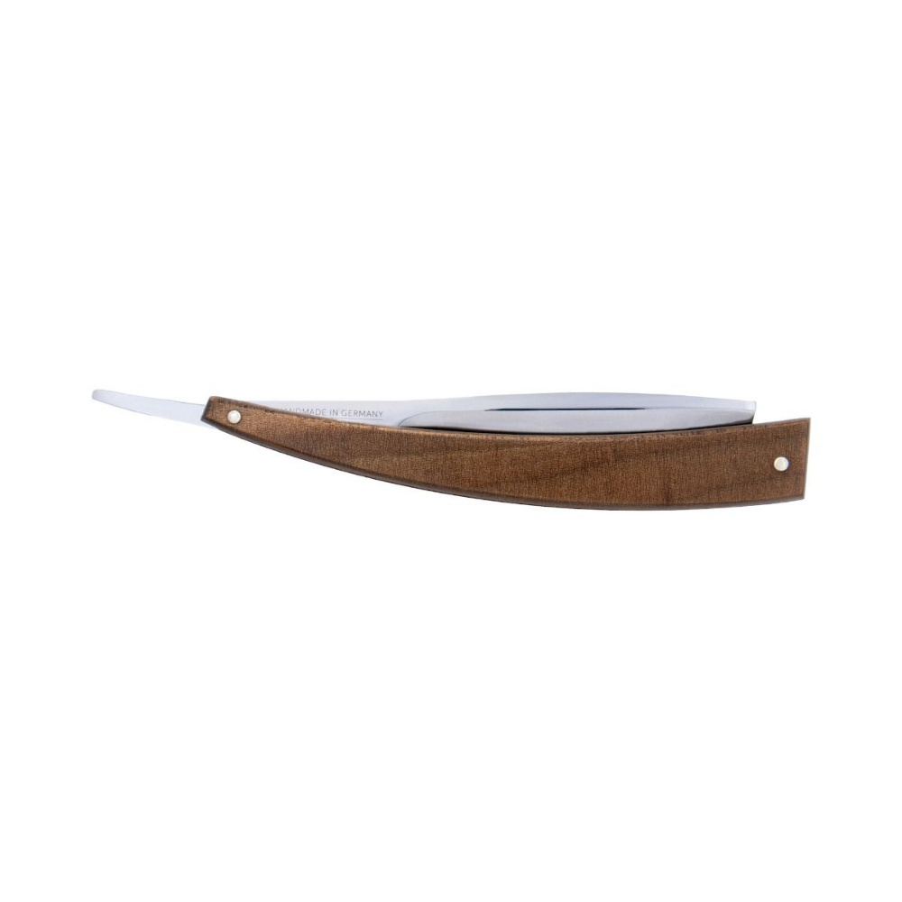 DV-8009143, Dovo Straight Razor EDO, 5/8”, carbon, 1/1 full hollow, Ultra compressed beech wood - Image 3