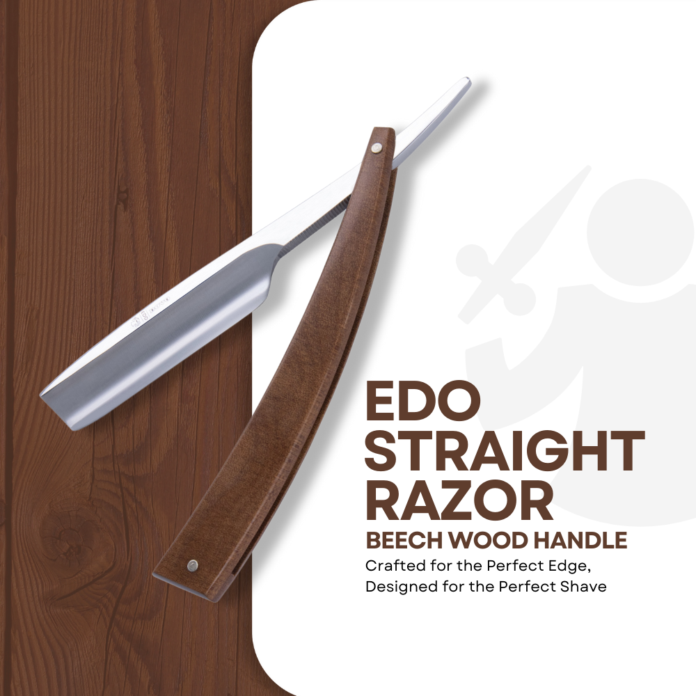 DV-8009143, Dovo Straight Razor EDO, 5/8”, carbon, 1/1 full hollow, Ultra compressed beech wood - Image 4